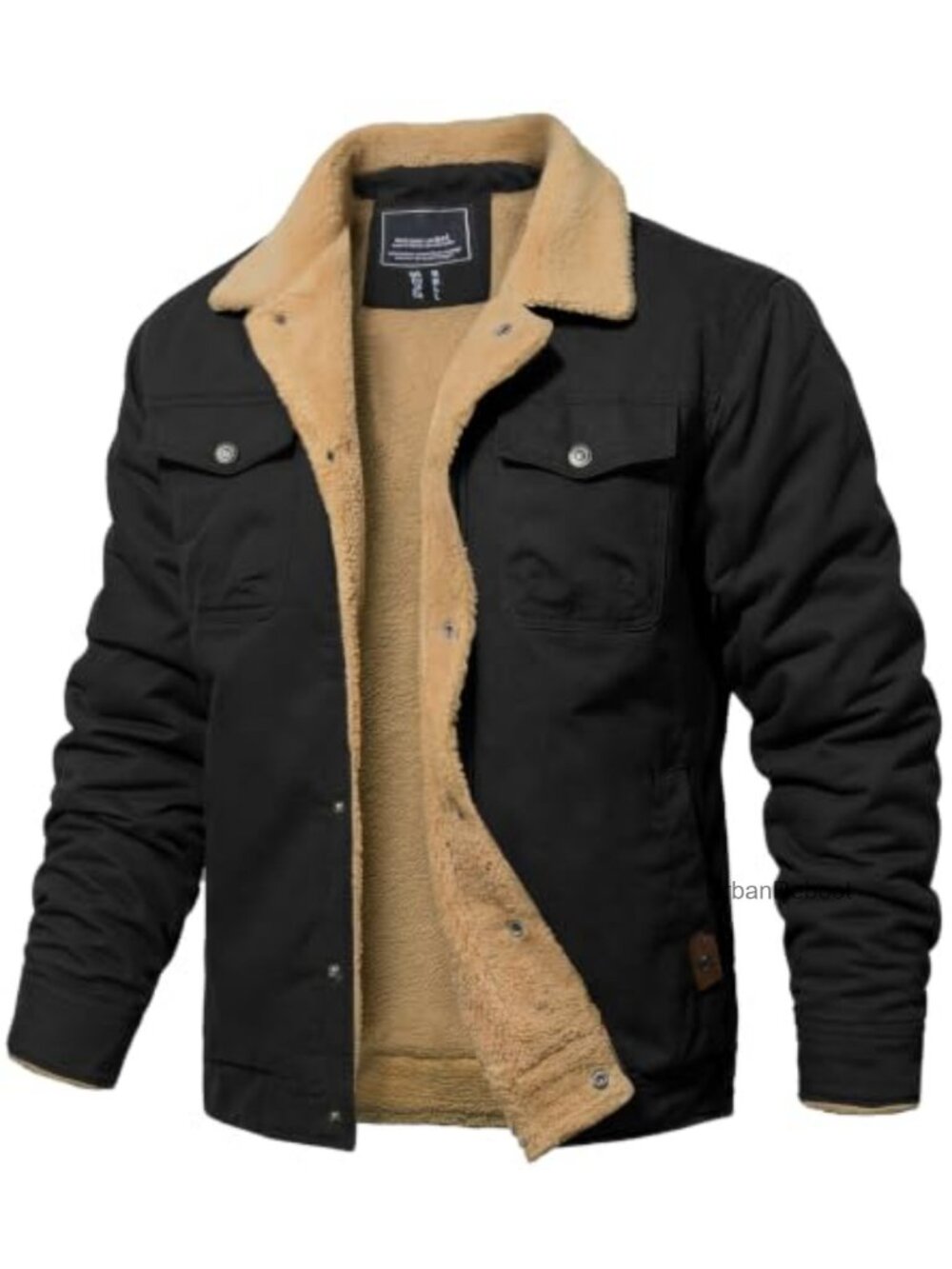 Mens Winter Jacket Thick Warm Fleece Lined Trucker Cargo Coat